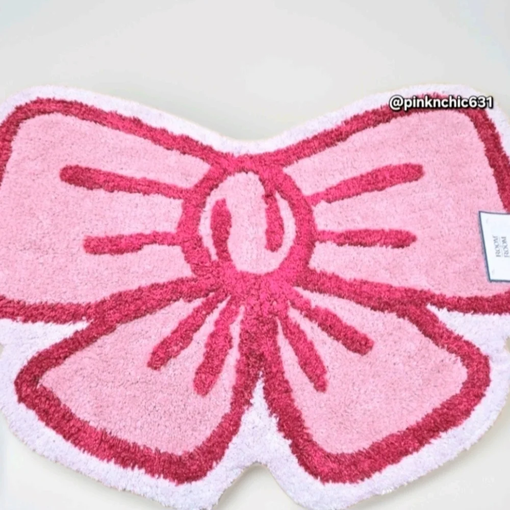 Pink Coquette Bow Shaped Accent Throw Rug